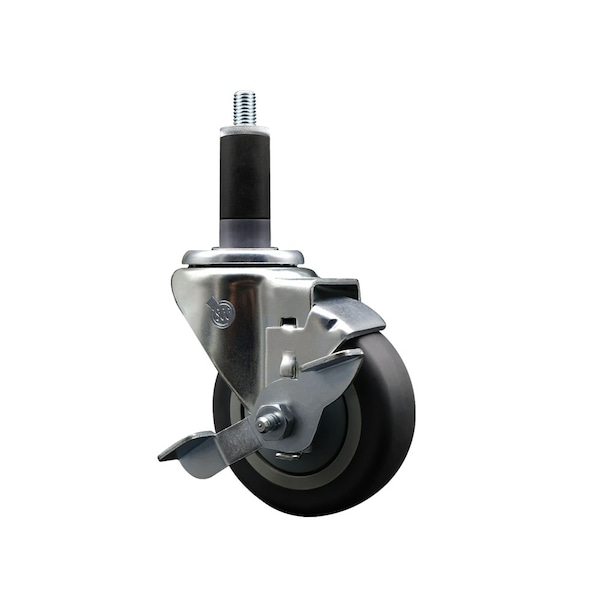 Service Caster 3.5'' SS Thermoplastic Rubber Swivel 1-1/8'' Expanding Stem Caster with Brake SCC-SSEX20S3514-TPRB-TLB-118 - main